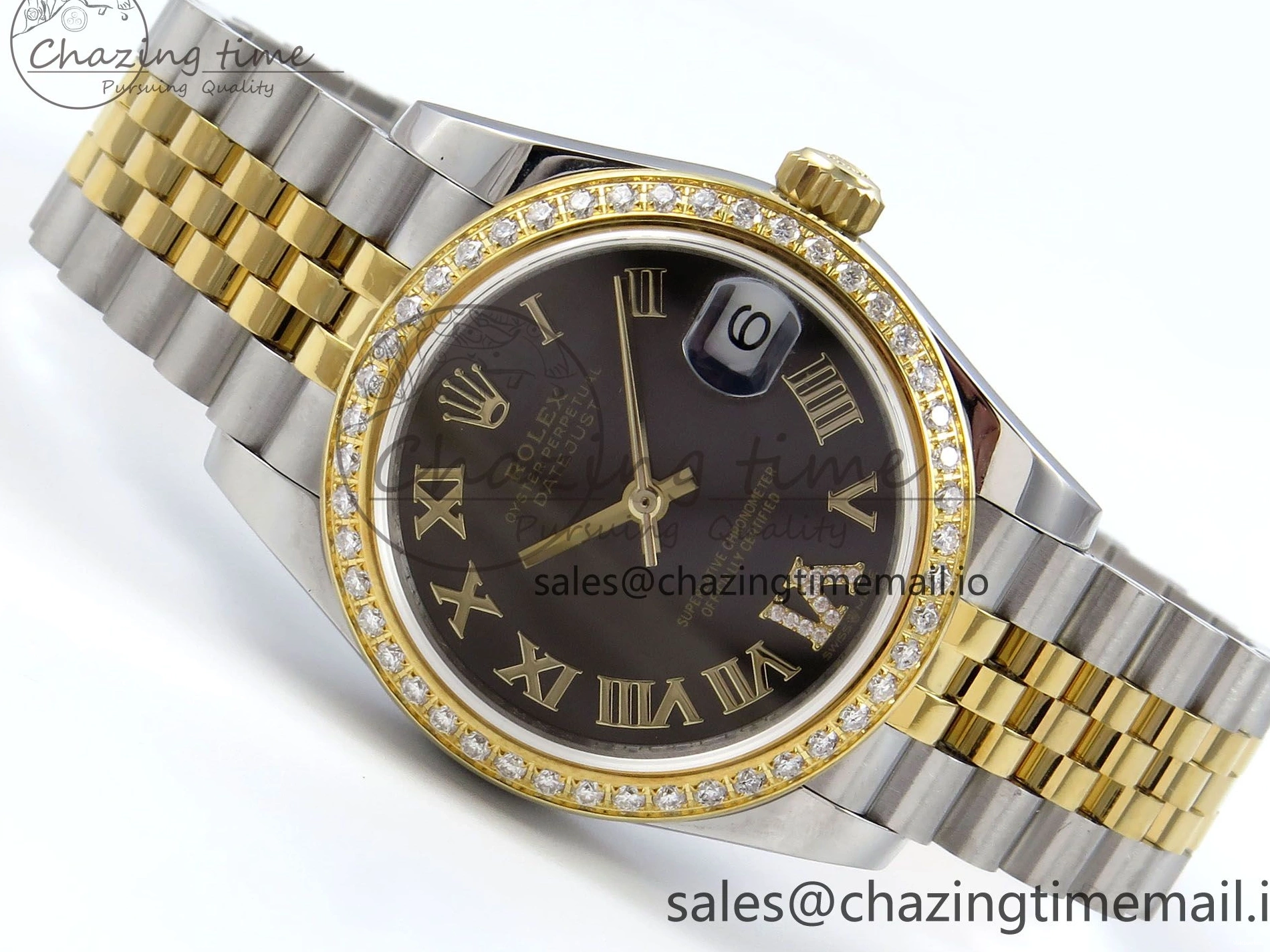 on SS YG DateJust 904L Steel Roman Jubilee Edition Diamonds HZ2236 Bracelet JARF 278383RBR Dial 1:1 Gray Best 31 0404